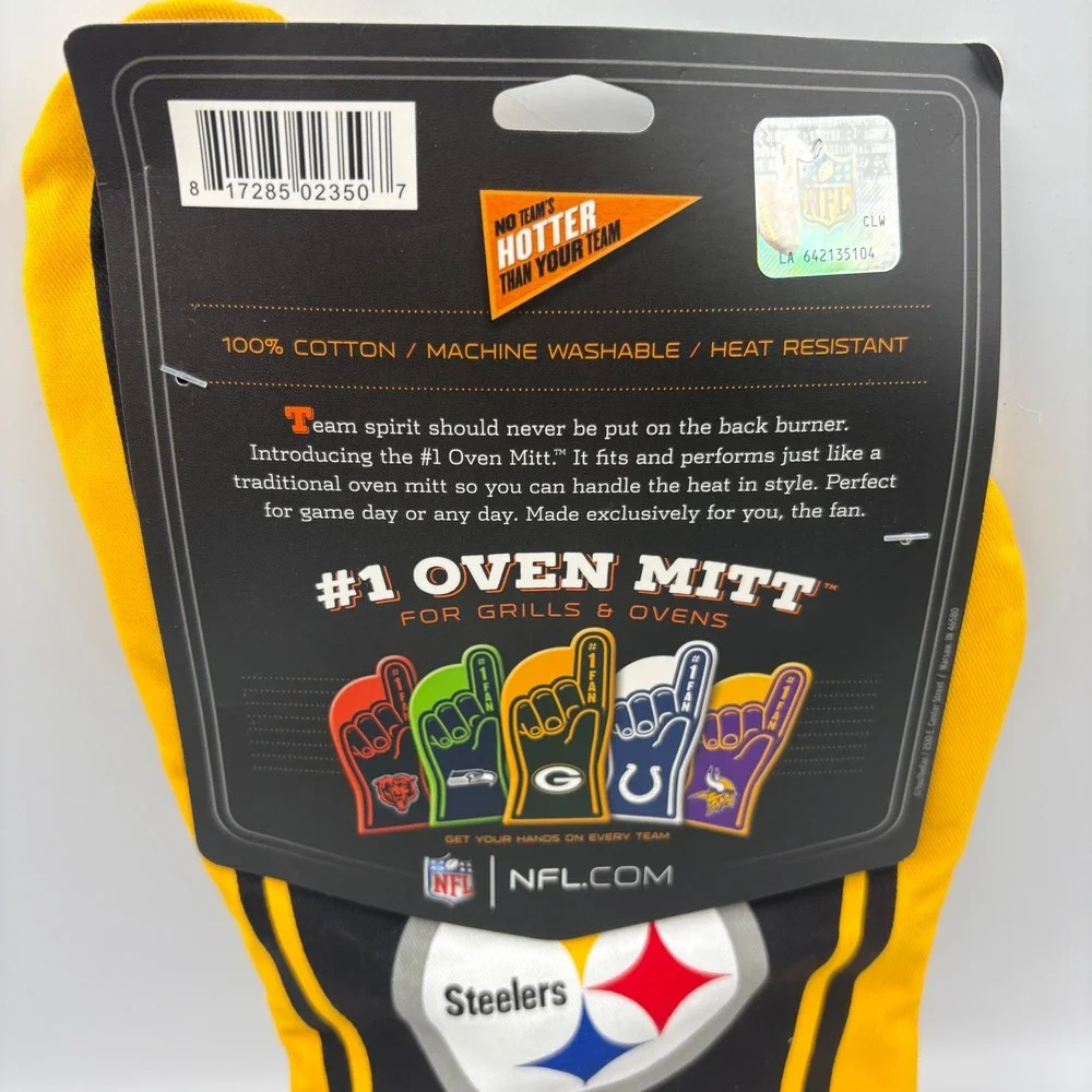 NFL Pittsburgh Steelers #1 Fan Oven Mitt Foam Finger Style‎ Yellow Black Cotton